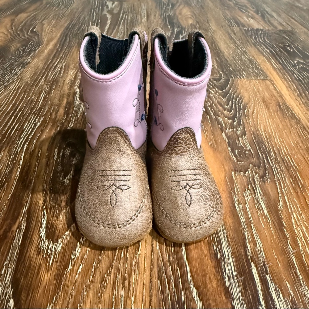 Old West Baby Girl Size 1 Pink & Brown Boots Crib Shoes Cowgirl Western Cowboy